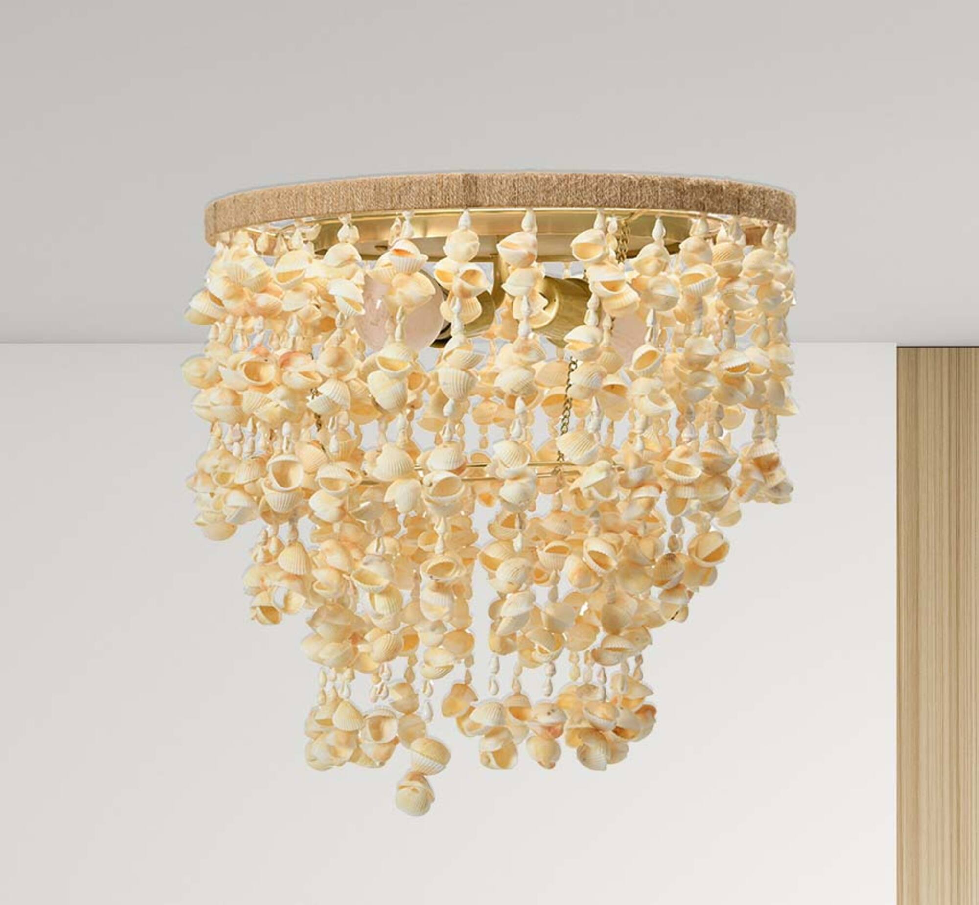 Hello Honey® 15" Round Metal and Shell Flush Mount Ceiling Light